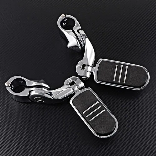 Miniatura 6 de Astra Depot Estriberas cromadas izquierda derecha con reposapiés Streamliner compatible con protector de motor Harley 1 1/4" 1.260 in