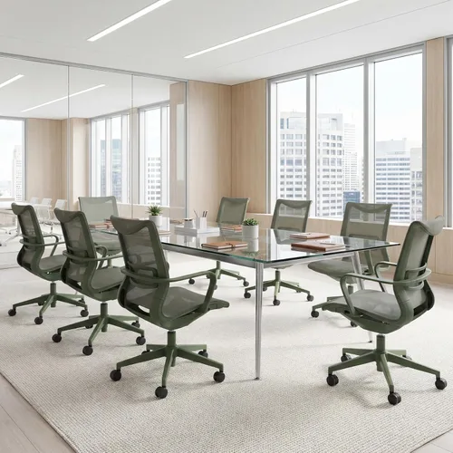 Miniatura 7 de LuxErgo Silla de oficina ergonómica de malla, silla de escritorio con respaldo medio con soporte lumbar y reposabrazos, altura ajustable, reclinable