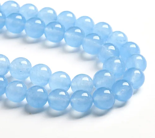 Miniatura 4 de 4MM 86 piezas cuentas sueltas de calcedonia azul aguamarina para hacer joyas, pulseras, collares Aguamarina azul