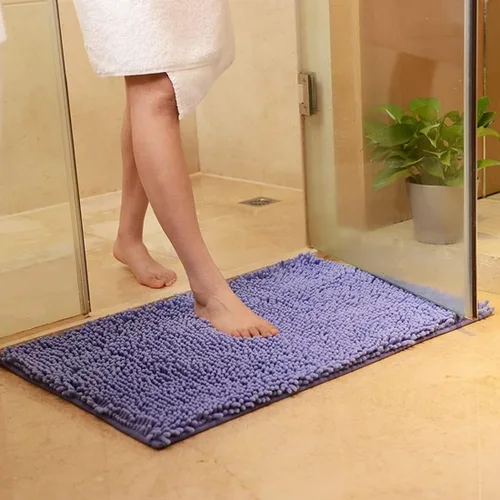 Miniatura 14 de Alfombra de baño de felpilla de felpa color beige, antideslizante, gruesa, lavable, de secado rápido, tapete de ducha lanudo y suave, rectangular