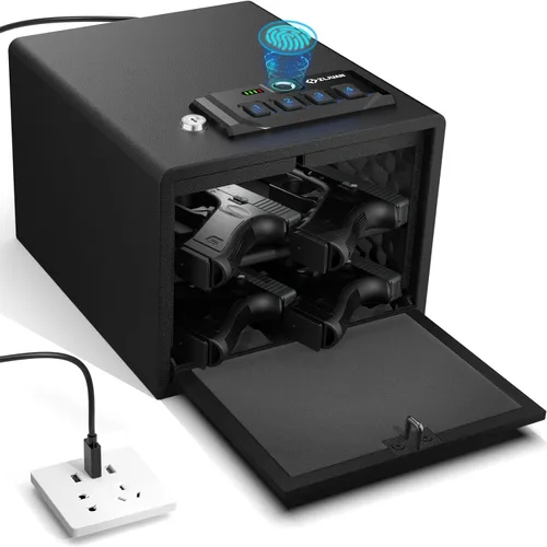 Z ZLJUAN Cajas fuertes para pistolas de acceso rápido, dispositivo de seguridad con teclado biométrico y digital y llave, caja fuerte para pistola