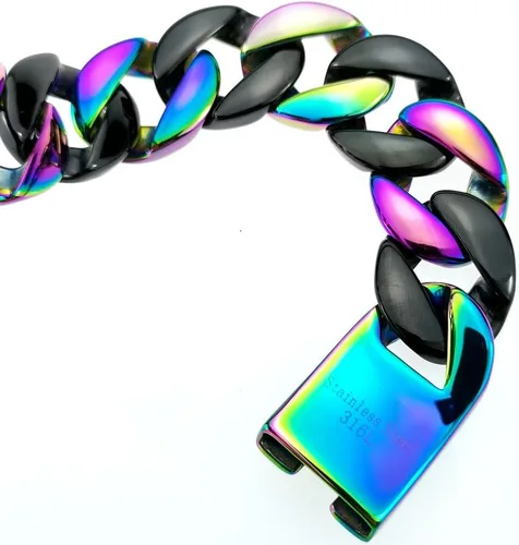 Miniatura 3 de Pulsera de acero inoxidable 316L con borde redondo y acabado negro enorme de 0.945 in