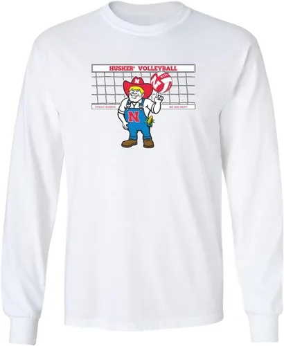Miniatura 29 de CornBorn Elige tu diseño - Camisetas de manga larga de voleibol de Nebraska Voleibol Script Huskers - Blanco