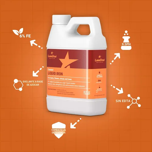 Miniatura 3 de LawnStar Hierro líquido (32 onzas) para plantas, multiusos, adecuado para césped, flores, arbustos, árboles, trata la deficiencia de hierro, el daño