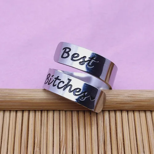 Miniatura 21 de HOFOYA Anillos inspiradores ajustables de acero inoxidable, anillos de grabado, joyería motivacional, graduación, San Valentín, regalos