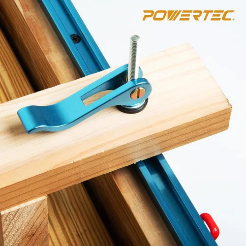 Miniatura 3 de POWERTEC 2 unidades, abrazadera de leva de 1/4"-20, abrazadera de palanca con pernos de riel en T de 3", abrazadera de riel en T para prensa