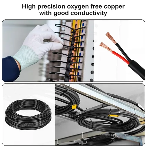 Miniatura 6 de Cable eléctrico calibre 10 con 2 conductores de cobre puro, libres de oxígeno, trenzados, de cloruro de polivinilo, flexible, para tiras