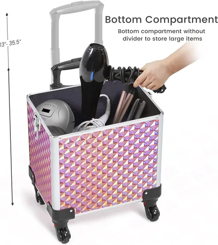 Miniatura 9 de Yaheetech Estuche de maquillaje profesional de entrenamiento 4 en 1/carrito de cosméticos rodante/estuche organizador de maquillaje/estuche de viaje