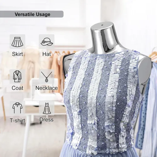 Miniatura 4 de Vestido de maniquí femenino con forma de torso – Cuerpo de maniquí con soporte de metal ajustable en altura, cuerpo de maniquí de exhibición