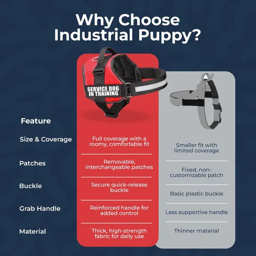 Miniatura 6 de Industrial Puppy Arnés de chaleco de entrenamiento para perro de servicio, chaleco duradero y ajustable con correas reflectantes, parches