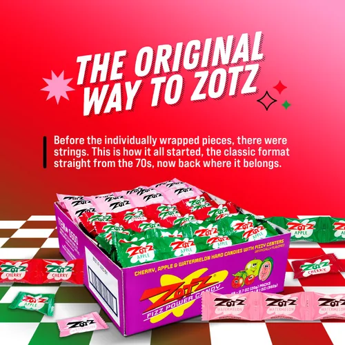 Miniatura 3 de Zotz Fizz Sour Candy - Cereza, sandía, manzana (caja de 48)