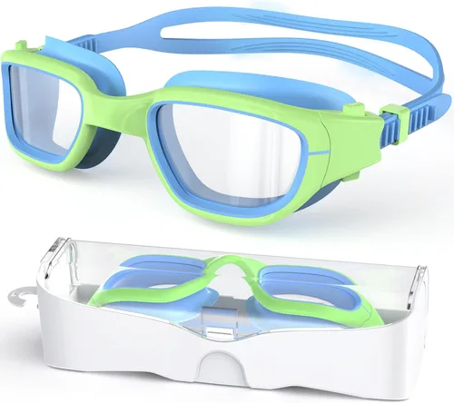Miniatura 15 de Gafas de natación para niños, gafas de natación para niños de 6 a 14 años, gafas de piscina con protección UV antivaho para niños y niñas Azul