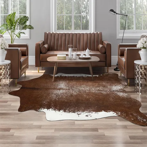Miniatura 7 de Alfombra de piel de vaca sintética AROGAN, alfombra premium con estampado de vaca para decoración occidental boho, piel de vaca para dormitorio
