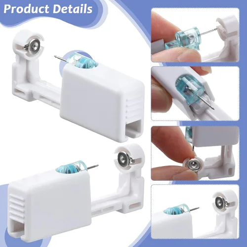 Miniatura 2 de Chumia 12 unidades de herramienta desechable para perforación de orejas con 12 piezas de pendientes de seguridad (5 mm) sin dolor, fácil de usar