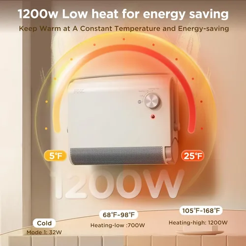 Miniatura 4 de EasyAcc Calentadores de Pared para Uso en Interiores, Montados en la Pared, (IPX2) Calentadores de Pared PTC de 1200W para Baño, Oscilación de 30°