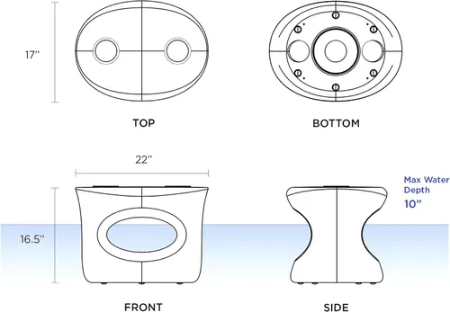 Miniatura 2 de Tenjam Splash Series Mesa auxiliar amplificada para uso en piscina, mesa auxiliar de piscina para uso en estante solar y profundidades de agua
