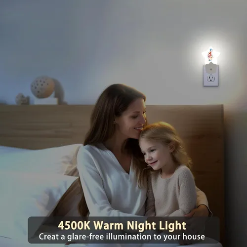 Miniatura 5 de Luces nocturnas con notas de arco iris, lámpara de pared enchufable, sensor inteligente del atardecer al amanecer para decoración del hogar