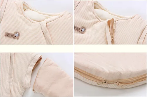 Miniatura 3 de Saco de dormir orgánico para bebé, manta de manga desmontable para otoño 2.5 Tog para 60-68℉