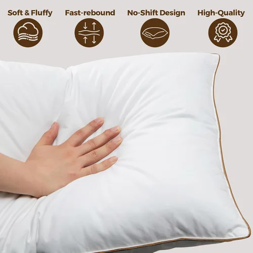 Miniatura 3 de Bafode Almohadas de plumas de ganso, almohadas de cama, tamaño Queen, juego de 2, almohadas de hotel para dormir, almohadas blancas suaves
