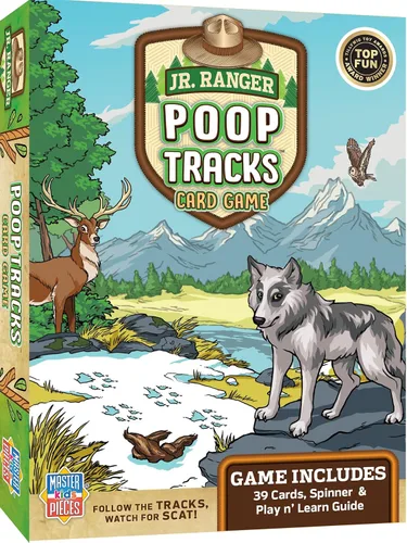 Masterpieces Jr Ranger Poop Tracks, juego de cartas para edades de 6 años, 2-6 jugadores, mediano