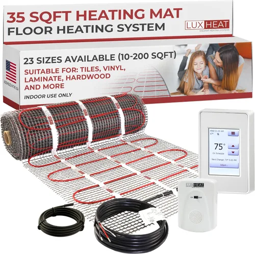 Miniatura 13 de Kit de alfombrilla de calefacción de suelo LuxHeat de 10 pies cuadrados - Alfombrilla de calefacción eléctrica de 120V con termostato - Sistema