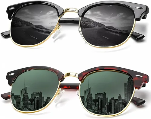 Miniatura 41 de KALIYADI - Gafas de sol polarizadas para hombres y mujeres unisex, marco semirretráctil, estilo retro, para conducir, con bloqueo UV