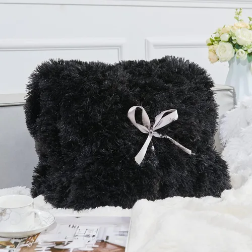 Miniatura 6 de GONAAP Manta de Tiro Difusa de Piel Sintética Negra Súper Suave Acogedora Felpa Difusa Peluda para Sofá Sillón Cama (Negro, Tiro(50"x60"))