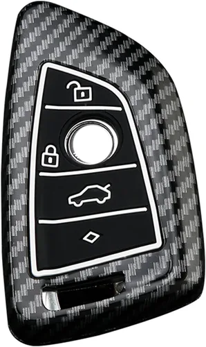 Funda para llavero BMW 1 2 5 7 M Series X1 X 4 X5 X 6 F15 F16 F48 Soporte de caja de entrada remota sin llave ABS patrón de fibra de carbono (negro)