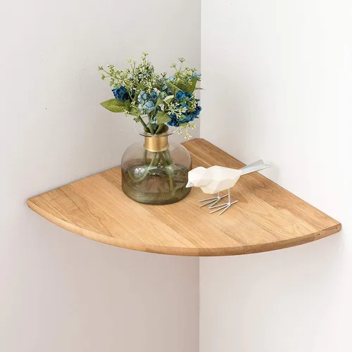 Miniatura 30 de Estante Esquinero, Estante Esquinero Flotante de Madera de Roble Macizo de 7 pulgadas Montaje en Pared Extremo Redondo Estantes Flotantes