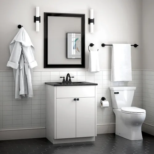 Miniatura 9 de Franklin Brass Voisin - Juego de 4 toalleros de baño negro mate de 24 pulgadas, soporte para papel higiénico, soporte para toallas de mano, gancho