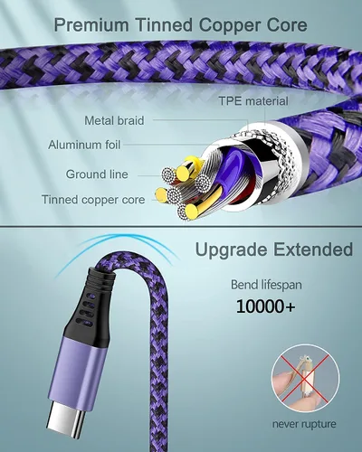 Miniatura 4 de Cable de carga USB C para iPhone 17 Pro Max/Plus/Air/16e, cable USBC de carga rápida para Android & iPhone 16e, 16 Pro Max 15 Pro, Samsung Galaxy