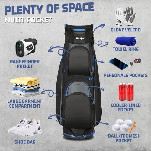 Miniatura 3 de Cart Golf Bag 15 Way Organizer Divider Top Golf Club Bags Lightweight Golf Cart Bags for Men Women with Cooler, Rain Cover