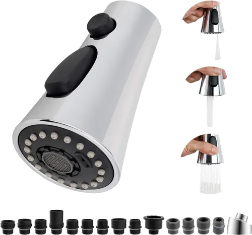 Miniatura 17 de Hibbent Reemplazo del cabezal del grifo de cocina, boquilla de pulverización de 3 funciones del cabezal del grifo de cocina con 9 adaptadores