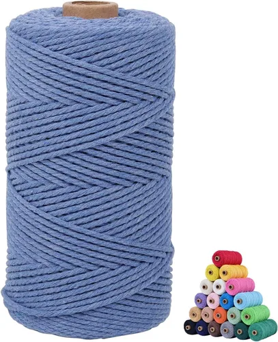 Miniatura 49 de Cuerda de algodón para macramé, de 0.11 pulgadas x 109 yardas, cuerda de macramé natural marrón, suministros perfectos de algodón para hacer
