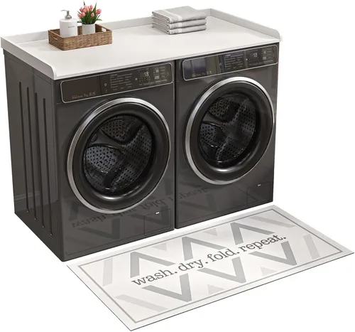 Miniatura 10 de Furnaza Encimera de lavadora y secadora, encimera de lavadora y secadora de 27.5 x 54 pulgadas con almohadilla antideslizante, decoración grande Gris