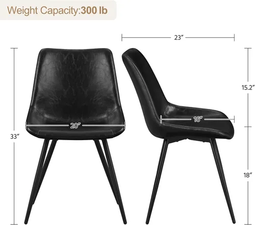 Miniatura 3 de Yaheetech Juego de 4 sillas de comedor modernas tapizadas con asiento de piel sintética y patas de metal para el hogar, cocina, diseño sin brazos