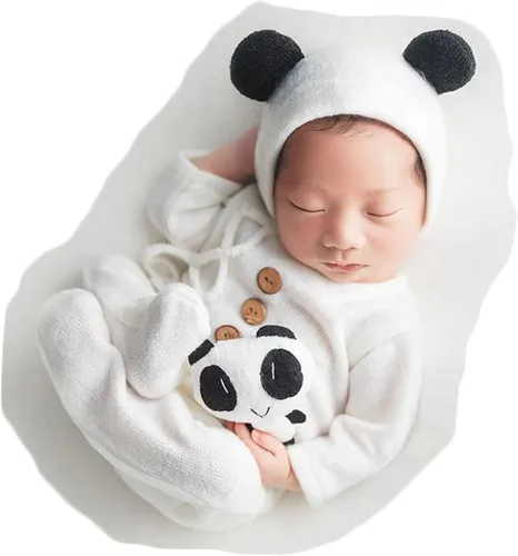 Zeroest Traje de fotografía para recién nacido, accesorios para sesión de fotos de bebé, accesorios de oso para fotos de bebé recién nacido,