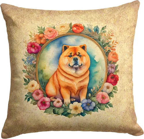 Miniatura 199 de Caroline's Treasures DAC2072PW1414 Affenpinscher and Flowers - Almohada decorativa de tela, lavable a máquina, para interiores y exteriores