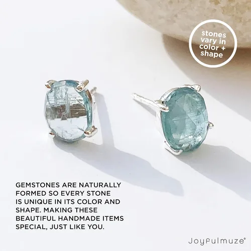 Miniatura 8 de Aretes de oro azul aguamarina, oro micro de 14 quilates sobre plata de ley 925, hermosa piedra preciosa auténtica, regalo de joyería para mujer, 2CT