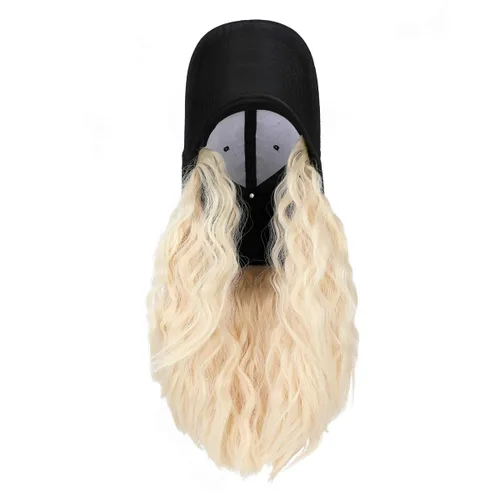 Miniatura 4 de AynnQueen Gorra de béisbol con extensiones de cabello para mujer, gorra ajustable con peluca sintética adjunta de 24 pulgadas, cabello ondulado