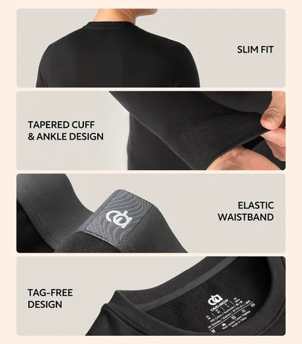 Miniatura 4 de DAVID ARCHY Thermal Underwear for Men Cotton Fleece Lined Men's Thermal Bottoms & Sets Stretch Base Layer Tops & Long Johns