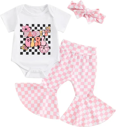 Miniatura 149 de Sejardin Ropa de verano para bebé y niña, recién nacida, manga corta, con letras, mameluco elástico con diadema