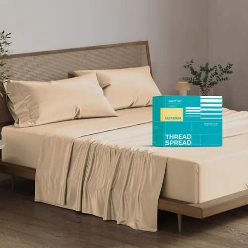 Miniatura 30 de THREAD SPREAD Sábanas 100% Algodón Egipcio Tamaño Twin - 800 Alto Número de Hilos 3 Piezas Sábanas Twin Extra Largas para Dormitorio, Bolsillo