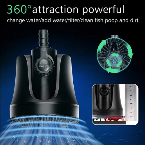 Miniatura 3 de AQQA Bomba de agua sumergible para acuario, bomba de tanque de peces de 265 GPH 1000L, bomba de fuente ultra silenciosa, caudal ajustable con alta
