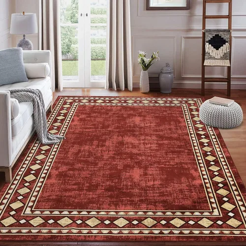Miniatura 29 de WESTLOOM Alfombra de pasillo de 2 x 6 pies, lavable, moderna, con bordes, antideslizante, resistente a las manchas, borde geométrico, alfombra