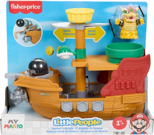 Miniatura 6 de Fisher-Price Little People - Juego de dirigible My Mario Bowser con figura para preescolar para niños a partir de 18 meses