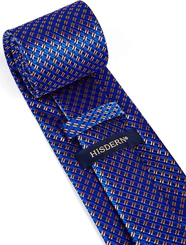 Miniatura 165 de HISDERN Conjunto de corbata a cuadros a cuadros pañuelo tejido clásico formal para hombre corbata y bolsillo cuadrado