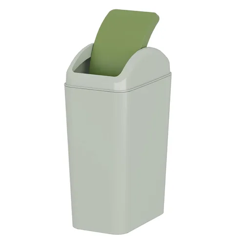 Miniatura 9 de Bote de basura de 3 galones con tapa oscilante, cubo de basura con tapa abatible, color gris Diseño de tapa abatible, material de plástico mate