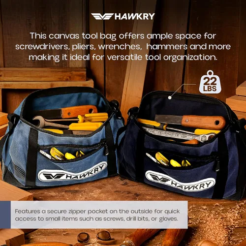 Miniatura 9 de HAWKRY Juego de 4 bolsas de herramientas de lona – Bolsas organizadoras de herramientas resistentes con cremallera, bolsas de herramientas pequeñas