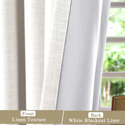 Miniatura 4 de coloelaf - Cortinas opacas para dormitorio, cortinas de lino blanco con aislamiento térmico para ventana, para sala de estar, cocina, casa de campo